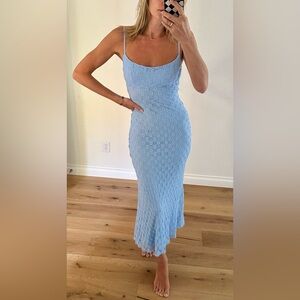 Bardot Adoni Mesh Midi Dress in Cornflower Blue